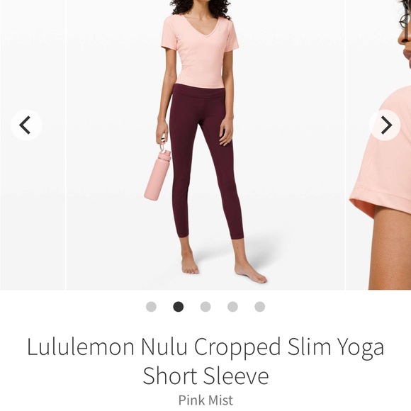 lululemon nulu cropped slim yoga short sleeve - pink mist size 4 crop top - Picture 7 of 13